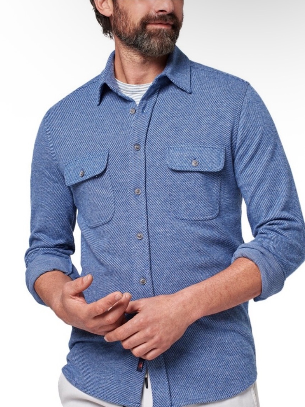 Faherty Legend Sweater Shirt Soft Twill Men’s Size Large In Washed Blue
